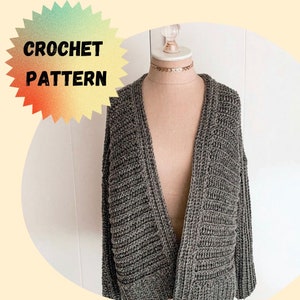 PATTERN/ Mr. K Crochet Sweater Pattern (English), Intermediate Crochet Cardigan Perfect for Fall