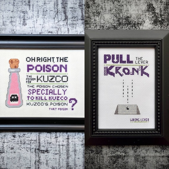 The Poison For Kuzco Quote Cross Stitch Pattern Pair Kuzco's Poison & Pull The Lever | Etsy