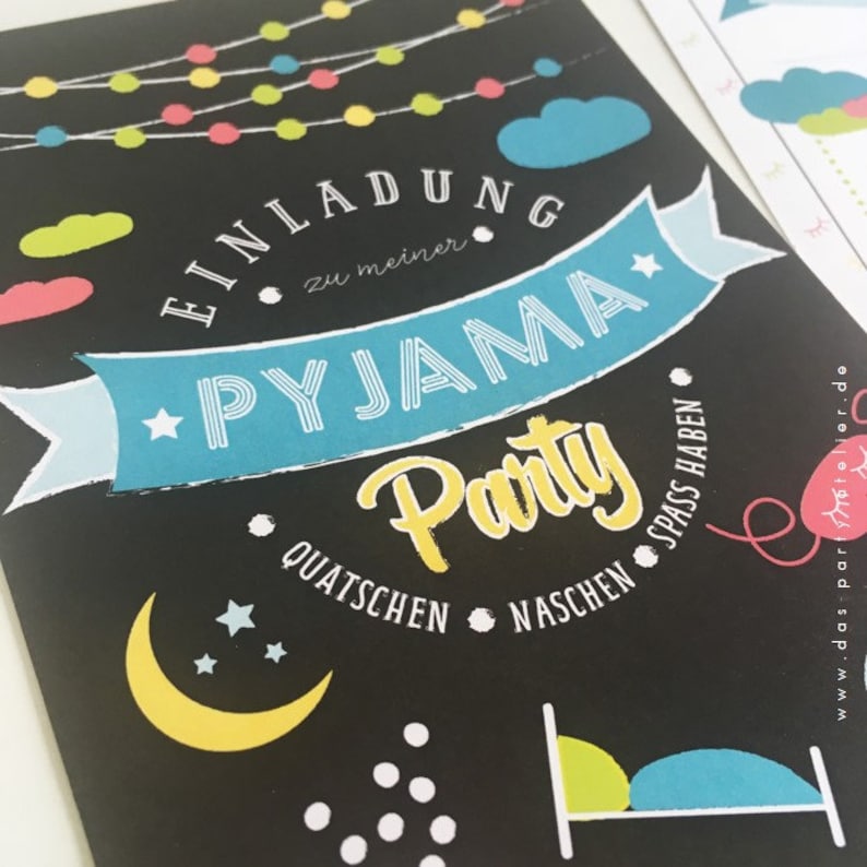 Einladungskarten ÜBERNACHTUNGSPARTY 6er Set | Etsy