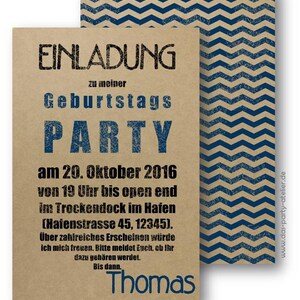 Partyeinladung VINTAGE AUF WURZELKARTON