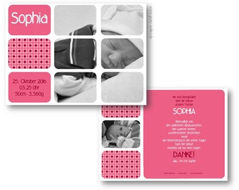Geburtskarte SQUARES (inkl. Umschlag)