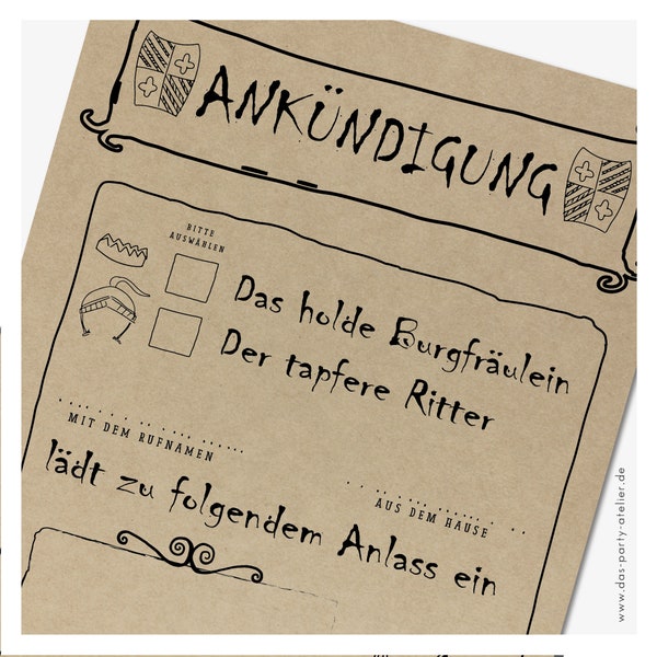 Einladung MITTELALTER (6er Pack)