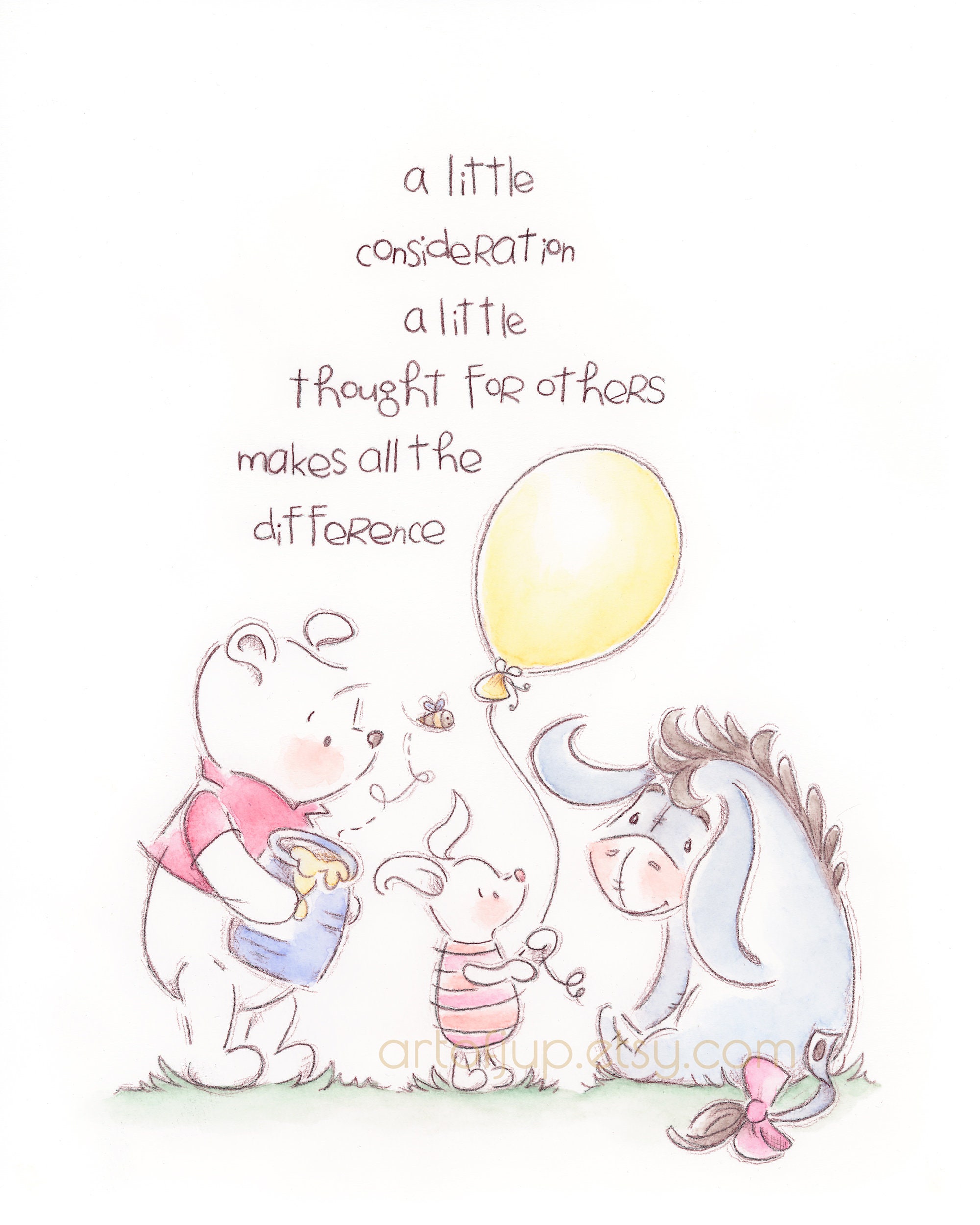 Winnie the Pooh Print Classic Pooh Piglet and Eeyore Quote - Etsy