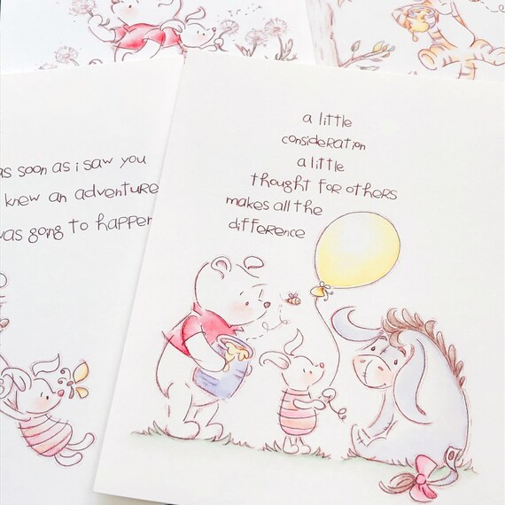 Winnie The Pooh Print Classic Pooh Piglet And Eeyore Quote Etsy