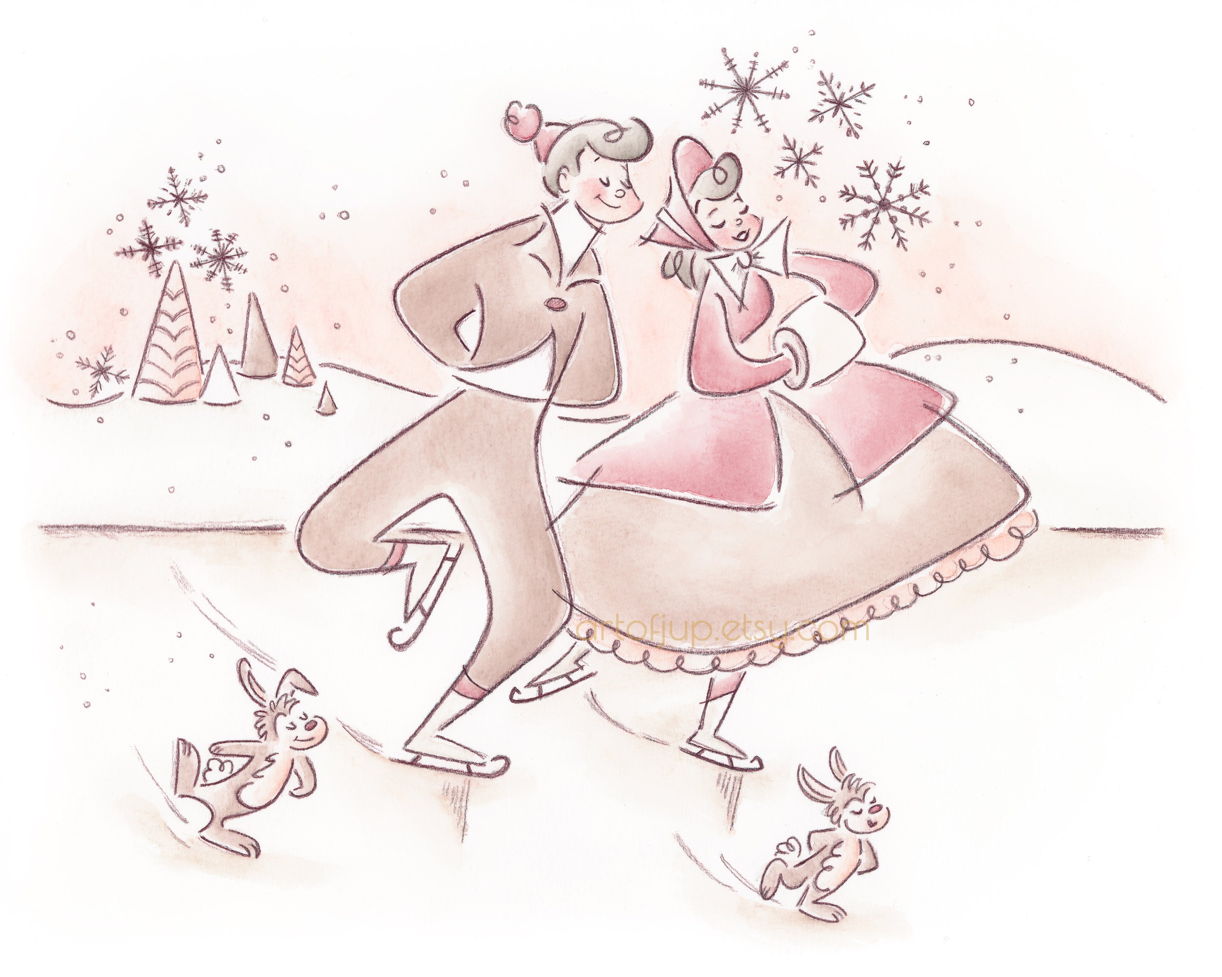 Once Upon A Wintertime Art Print Christmas Melody Time Etsy Polska