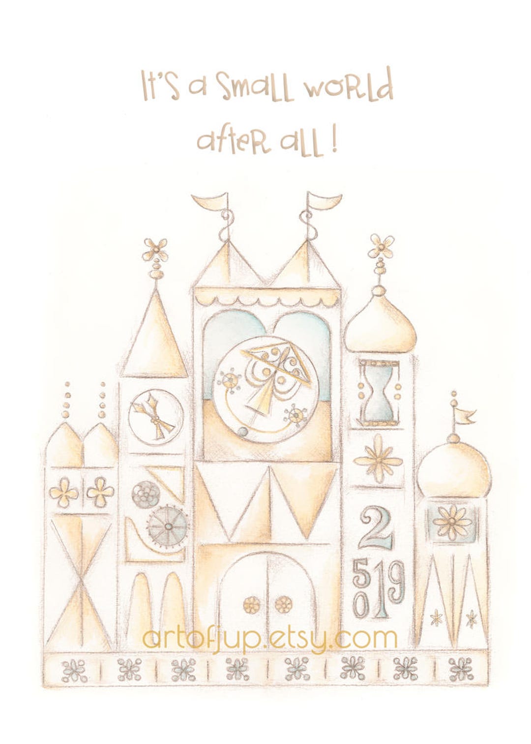It's A Small World, Clock Tower, Art, Prints, Small World, Gift