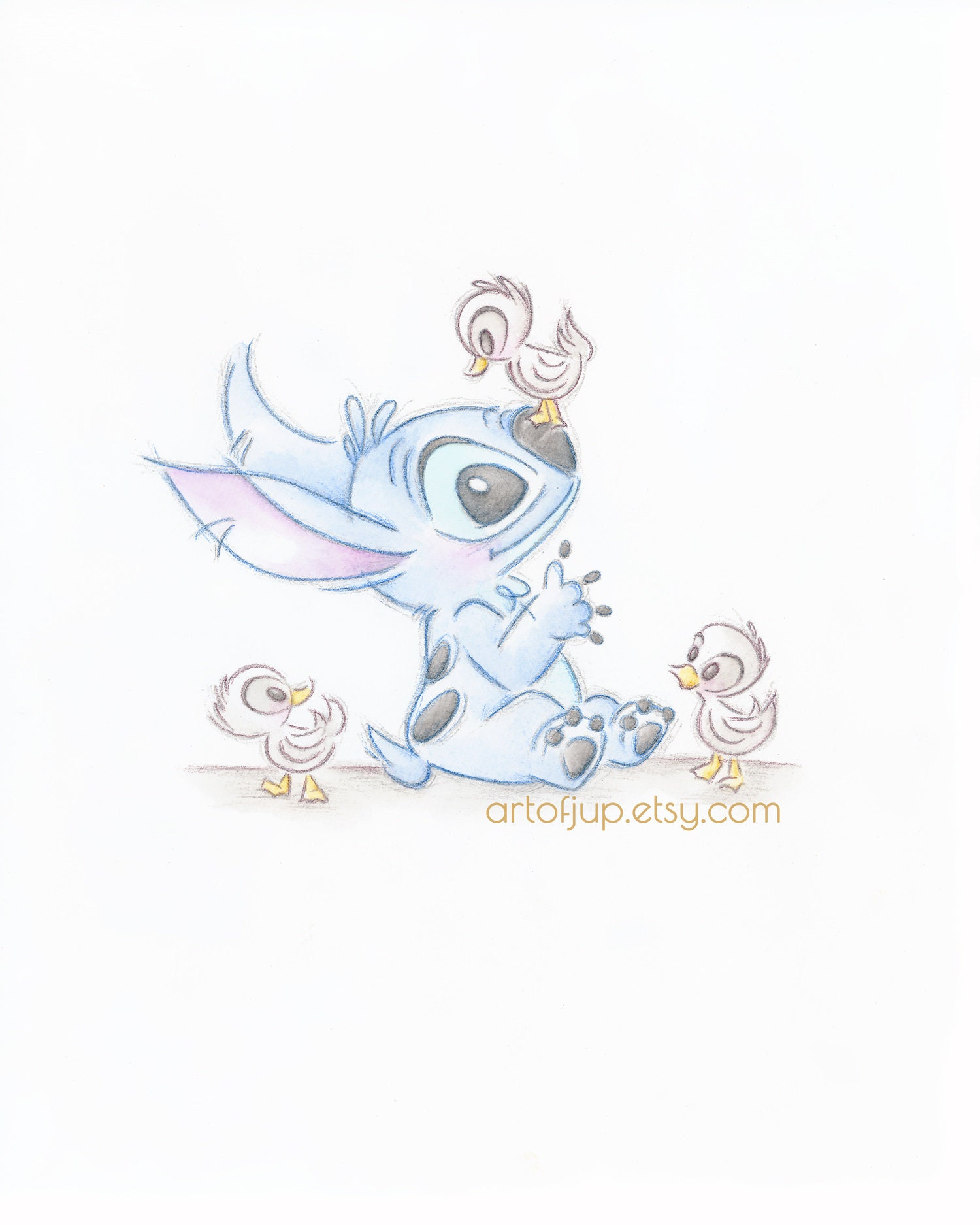 Disney Poster Print - Stitch Reading The Ugly Duckling - 16 x 20