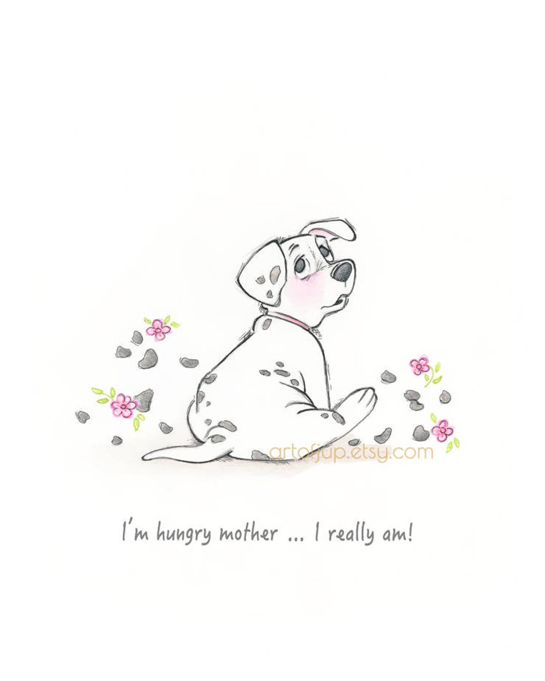 101 Dalmatians Print, Rolly, Painting, Home Decor, Wall Art, Gift