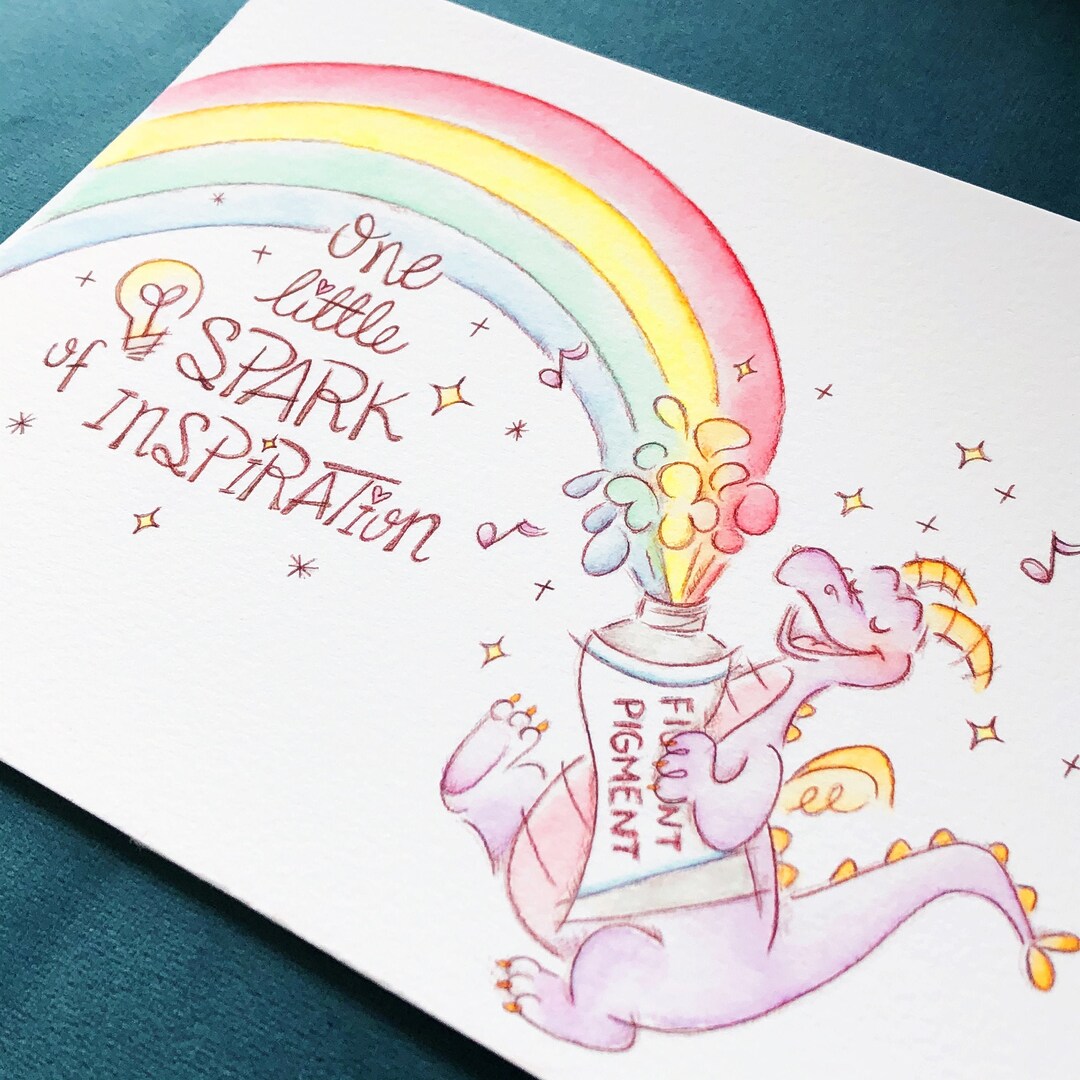 POFULL Kosmetiktasche Mit Cartoon-Print – 'One Little Spark Of Inspiration', Lila, 23,4 X 17,3 Cm