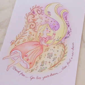 Tangled mural print, princess, art, Rapunzel watercolor