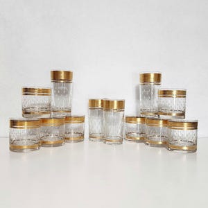 12 Culver Gold Glasses with Teardrops