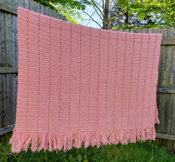 Vintage Crochet Blanket Soft Pinks Retro Throw Blanket Vintage Blanket Afghan Lap blanket Pink Decor