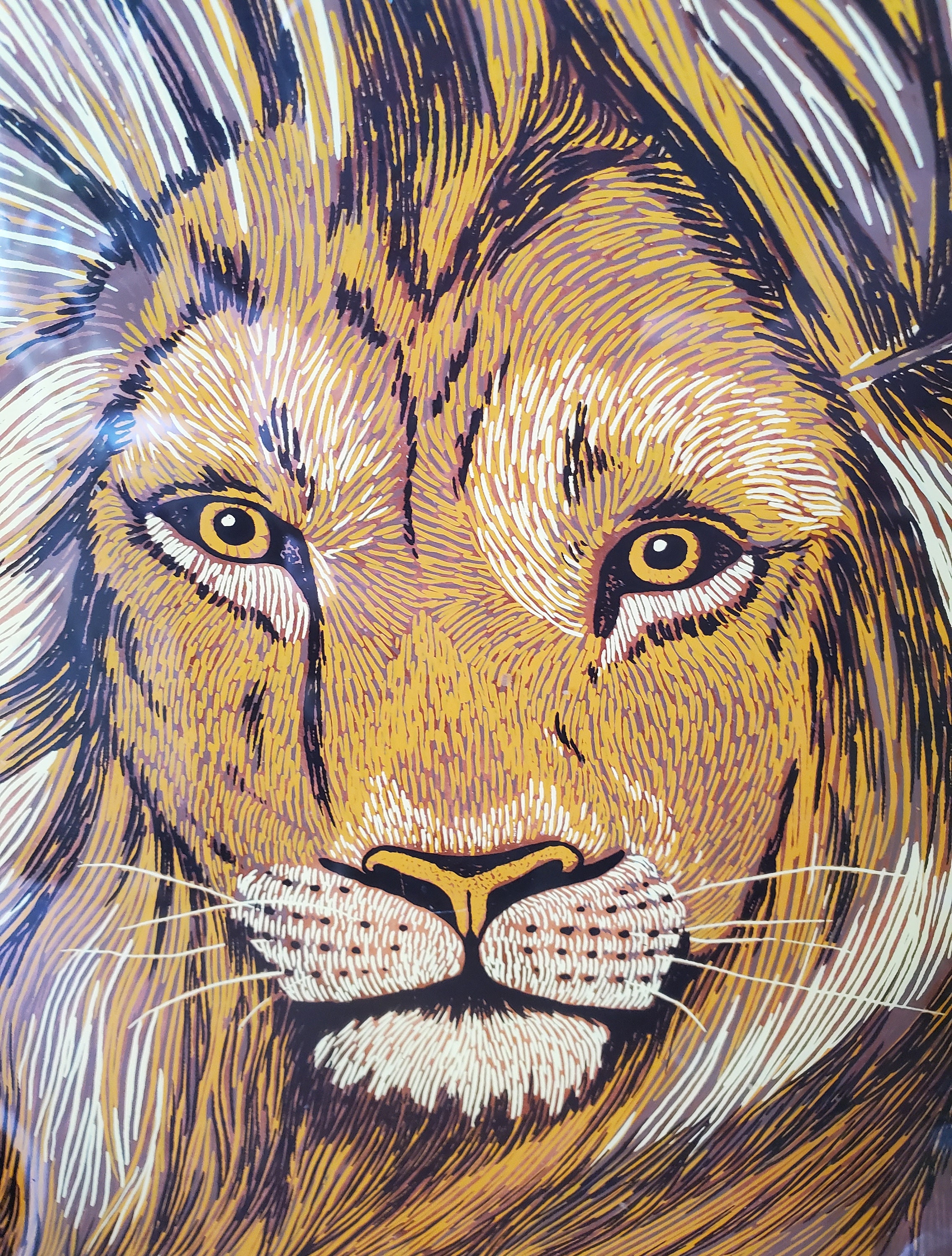 Lion Art on Glass // Large Lion Art // Screen Print on Glass Etsy