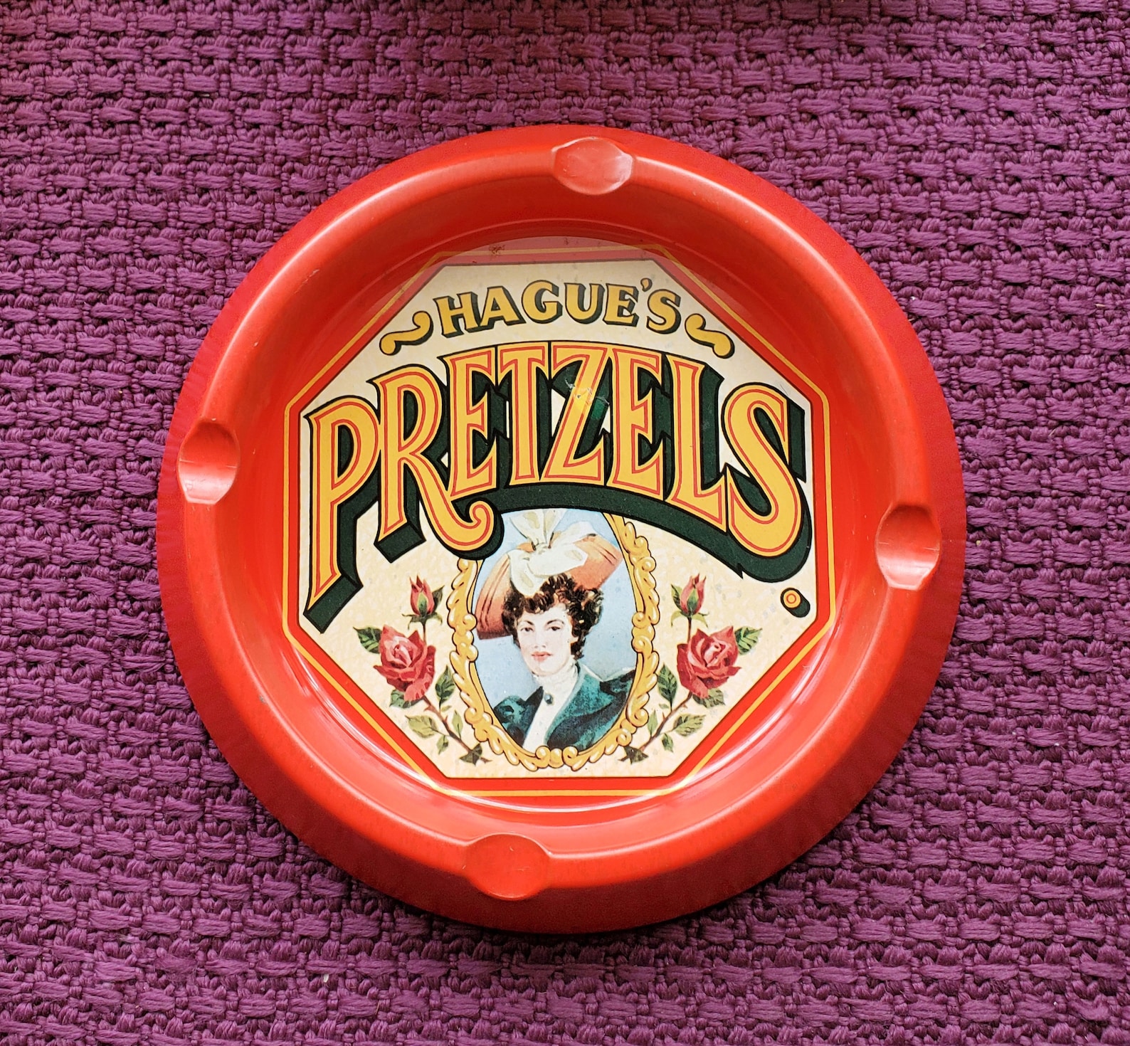 Vintage Hague's Pretzels Tin Ashtray // Vintage Ashtray by Etsy