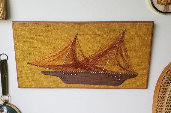 Mid Century Copper Wire Ship Art - Sailing - Wire Art - Sailboat