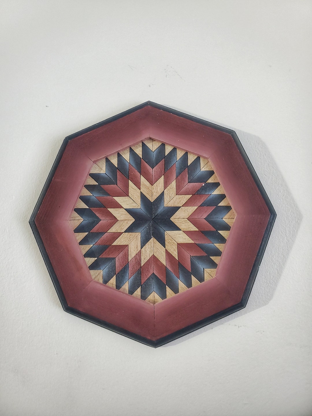 Small Wood Cut Quilt in Red, White, and Blue - Etsy