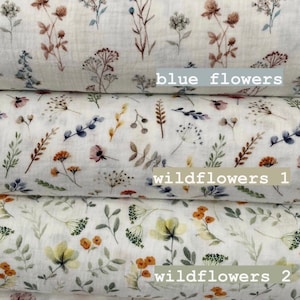Cotton double gauze, Floral double gauze, Crinkly cotton muslin, Double layer gauze fabric, Fabric by the half yard - continuous cut