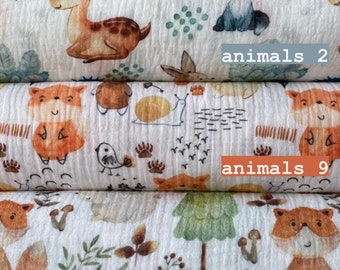 Muslin fabric, Double gauze fabric By Half Yard, Woodland animals