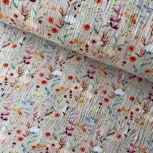 Cotton Double Gauze By Half Yard, Cotton Muslin Crinkle, Floral Printed Lightweight Fabric image 7