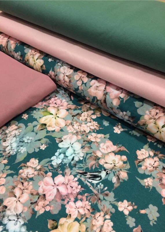 100/% Cotton Canvas Seasonal digital print Autumn Knit Floral 1//2 meter 50x150cm