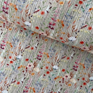 Cotton Double Gauze By Half Yard, Cotton Muslin Crinkle, Floral Printed Lightweight Fabric image 5