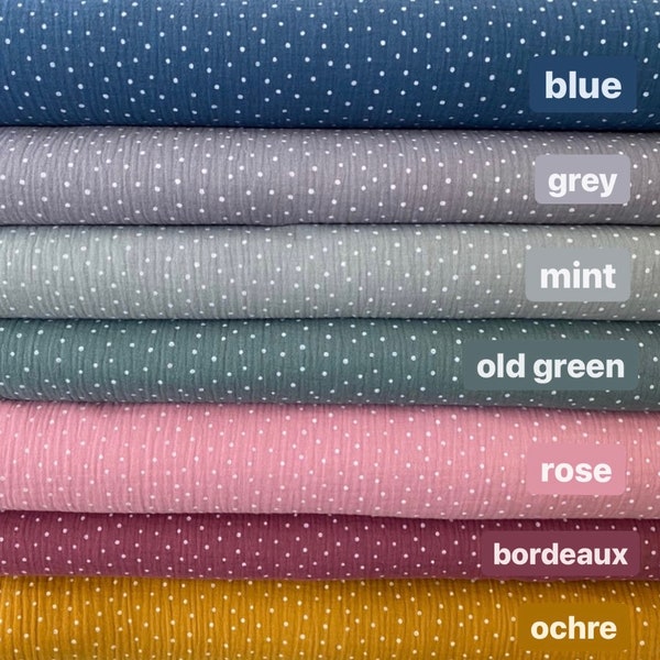 Double gauze 100% cotton fabric, muslin ,  15 colors in stock