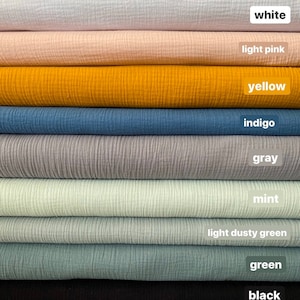 Double gauze 100% cotton fabric, muslin ,  15 colors in stock