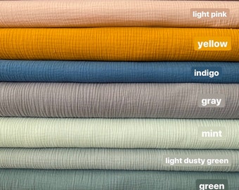 Double gauze 100% cotton fabric, muslin ,  15 colors in stock