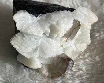 101g Black Quartz in Cleavelandite Matrix Spellwork Minerals Metaphysical Decor Arkansas Crystal Crystal Healing Raw Stone