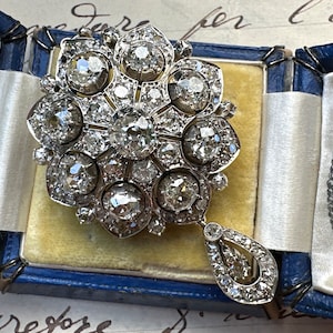 Old Cut Diamond Convertible Brooch in Silver