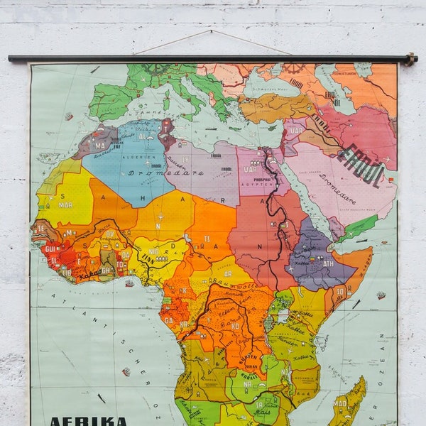 Original Huge Large Vintage Mid Century German Educational School Wall Chart AFRICA African Continent Dr Jensen MAP Beautiful