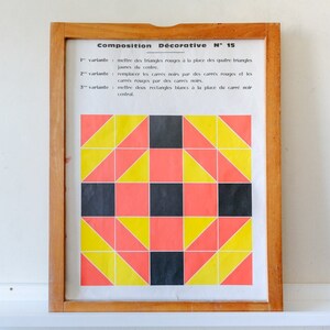 Originale Vintage MID CENTURY Francese Scuola Educativa Carta da Parati GEOMETRICO Colore Studio Decorazione Murale Interni