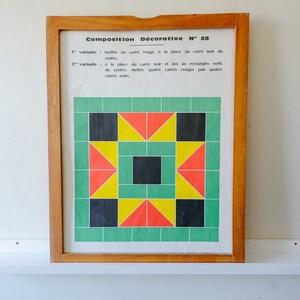 Originale Vintage MID CENTURY Francese Scuola Educativa Carta da Parati GEOMETRICO Colore Studio Decorazione Murale Interni