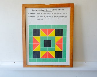 Original Vintage MID CENTURY French Educational School Wall Chart GEOMETRIC Colour Study Wall Decoration Interiors