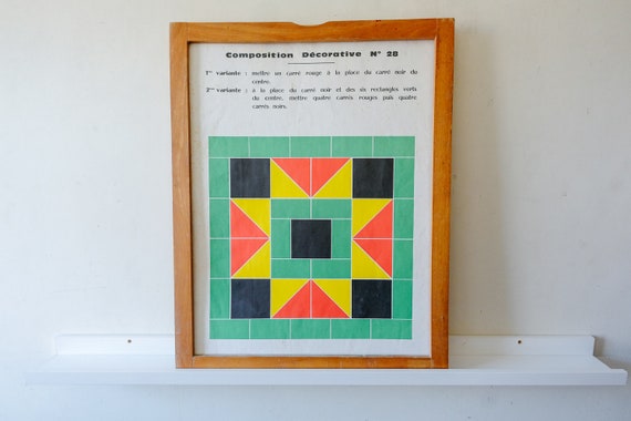 Original Vintage MID CENTURY French Educational School Wall Chart GEOMETRIC Colour Study Wall Decoration Interiors