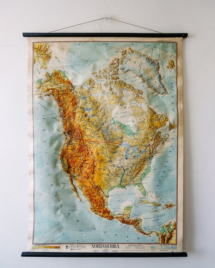 VINTAGE SCHOOL CHART - UNITED STATES MAP VINTAGE SCHOOL CHART - UNITED STATES MAP