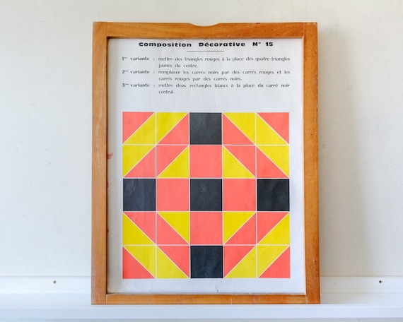 Original Vintage MID CENTURY French Educational School Wall Chart GEOMETRIC Colour Study Wall Decoration Interiors