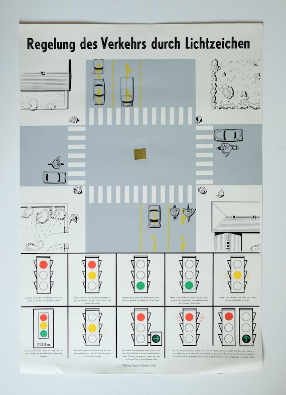 COLLECTION Of 11 Original Technical Vintage German School Educational ROAD SAFETY Driving Posters