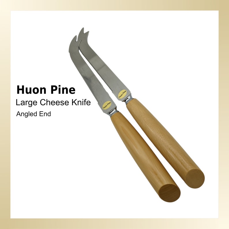 Large Cheese Knife with handle made from Tasmanian Timber. Huon Pine, Blackwood, Sassafras, Myrtle, Figured Oak or Sheoak. image 2