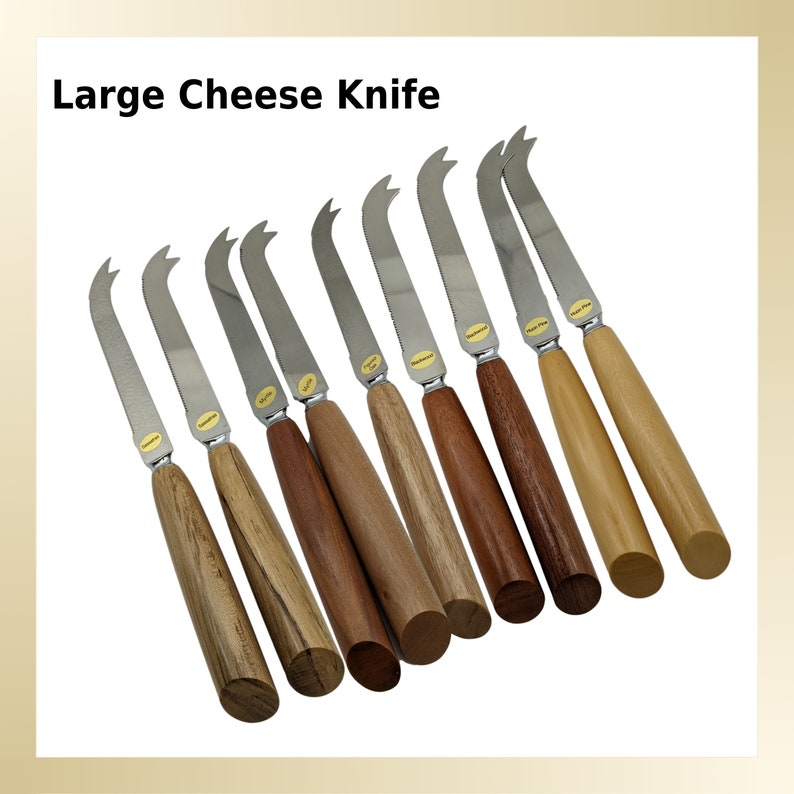 Large Cheese Knife with handle made from Tasmanian Timber. Huon Pine, Blackwood, Sassafras, Myrtle, Figured Oak or Sheoak. image 1