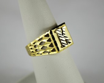 10K Real Yellow Gold Initial Ring for Men