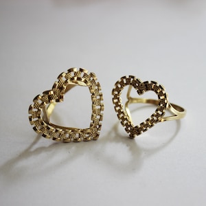 10k Yellow Solid Gold Heart Ring 2 sizes