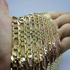 14k Solid Yellow Gold Figaro Chain Necklace Bracelet 1.9mm - 6.2mm 7&quot; - 30&quot;