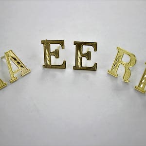 10K Yellow Gold Initial Earrings Diamond Cut Letter A ~ Z