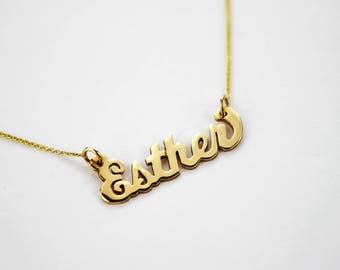 14K Solid Yellow Gold Personalized Custom Name Pendant Charm with/without chain