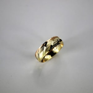 14K Gold Wedding Band Hommes Femmes Tri Couleur Taille 5 ~ 13 Gravure gratuite