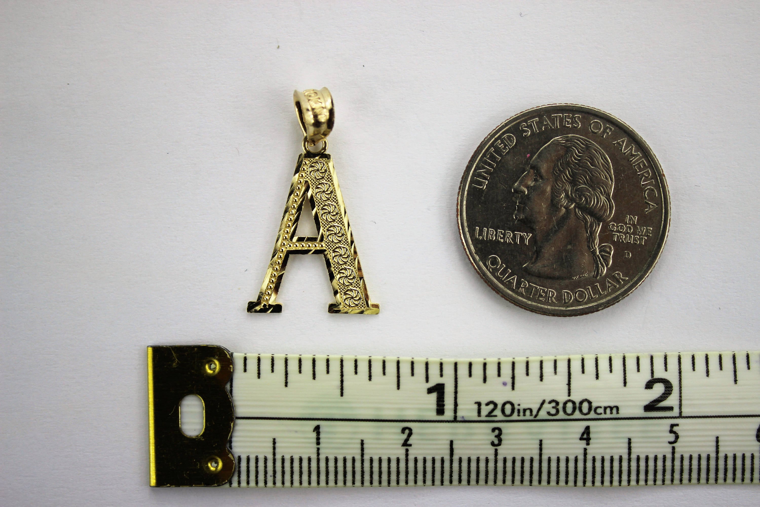 Fine Jewelry 10K Solid Yellow Gold Heart Initial Letter Charm Pendant A-Z Alphab - Foto 4