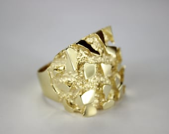 10K Yellow Gold Nugget Ring Extra large, approximately 27 grams