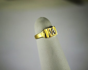 10K Real Yellow Gold Initial Ring for Baby Kids Boys Children