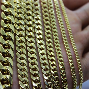10K Yellow Gold 2.2mm-9.5mm Hollow Miami Cuban Chain Necklace Bracelet 7"- 30"